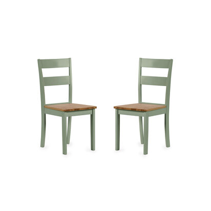 Linwood Set of 2 Sage Green and Natural Dining Chairs