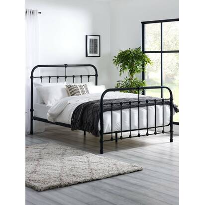 Logan 150cm King Black Metal Bed