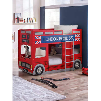 London Bus 90cm Single Red Bunk Bed