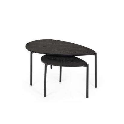 Lorette Black Ash Effect Teardrop Nest of 2 Coffee Tables