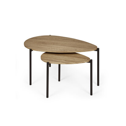 Lorette Oak Effect Teardrop Nest of 2 Coffee Tables