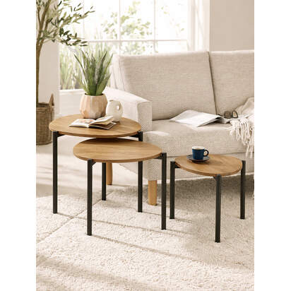 Lorette Oak Effect Teardrop Nest of 3 Side Tables