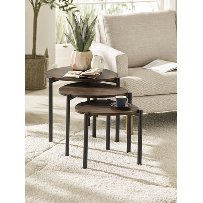 Lorette Walnut Effect Teardrop Nest of 3 Side Tables