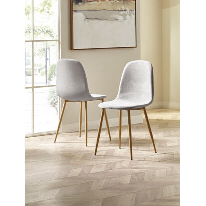 Set of 4 Lottie Beige Chenille Upholstered Dining Chairs