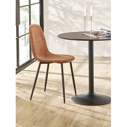 Set of 4 Lottie Orange Chenille Upholstered Dining Chairs