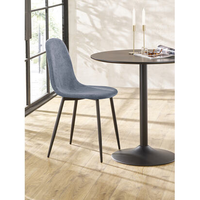 Set of 4 Lottie Denim Blue Chenille Upholstered Dining Chairs
