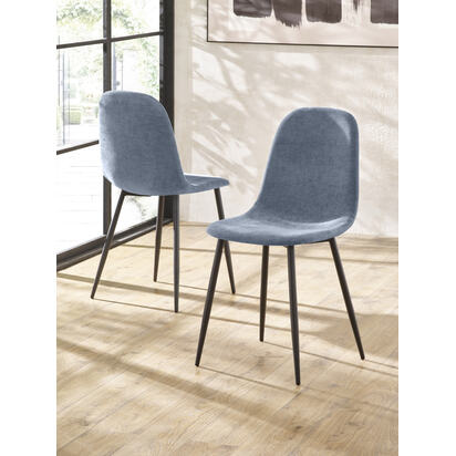Set of 4 Lottie Denim Blue Chenille Upholstered Dining Chairs