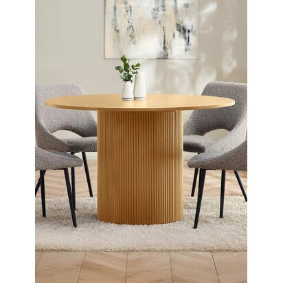 Louis Light Oak Fluted 120cm Round Dining Table
