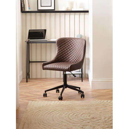 Luxe Office Chair In Brown Faux Leather
