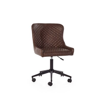 Luxe Office Chair In Brown Faux Leather