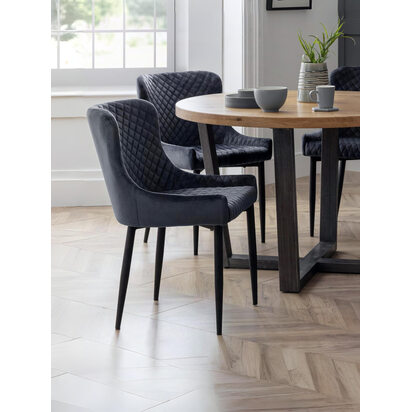 Set Of 2 Luxe Velvet Dining Chairs - Grey