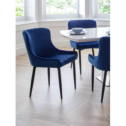 Set Of 2 Luxe Velvet Dining Chairs - Blue