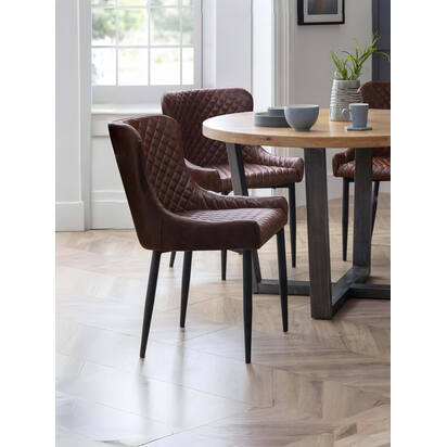 Set Of 2 Luxe Faux Leather Dining Chairs Brown