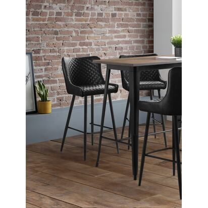 Luxe Faux Leather Barstool - Black