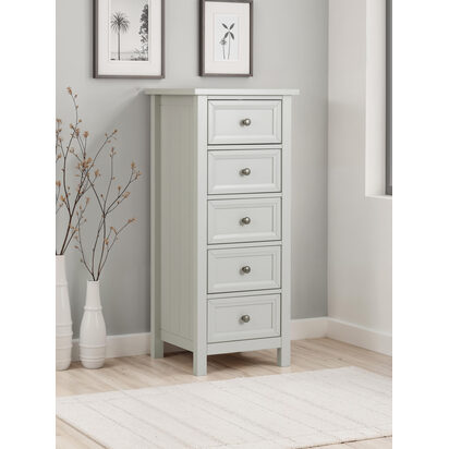 Maine 5 Drawer Tall Chest - Dove Grey