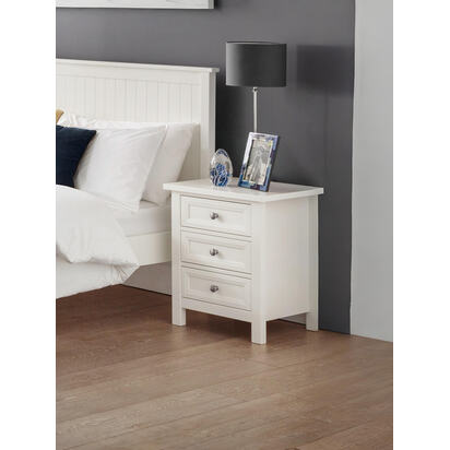 Maine 3 Drawer Bedside - Surf White