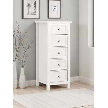 Maine 5 Drawer Tall Chest - Surf White