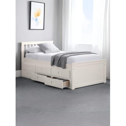 Maisie 90cm Single White Bed with Underbed and Storage Drawers