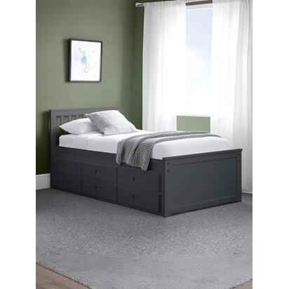 Maisie 90cm Single Anthracite Black Bed with Underbed and Storage Drawers