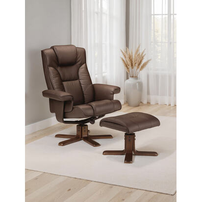 Malmo Swivel Recliner & Stool Brown