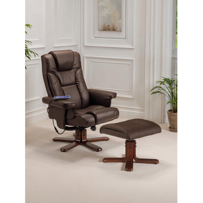 Malmo Massage Recliner & Stool Brown