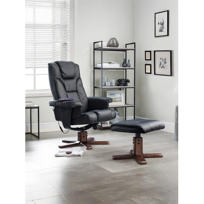 Malmo Massage Recliner & Stool Black