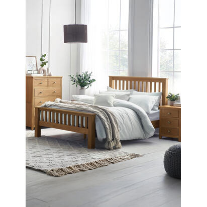 Mallory 135cm Double Natural Oak High Footend Solid Oak Bed