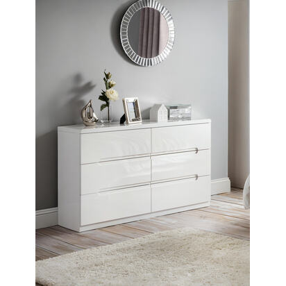 Manhattan 6 Drawer Wide Chest - White
