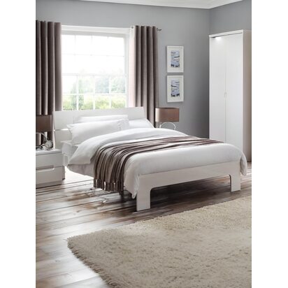Manhattan 150cm King White High Gloss Bed