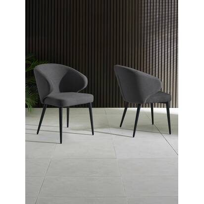 Set of 2 Marcus Mid Grey Fabric Dining Chairs