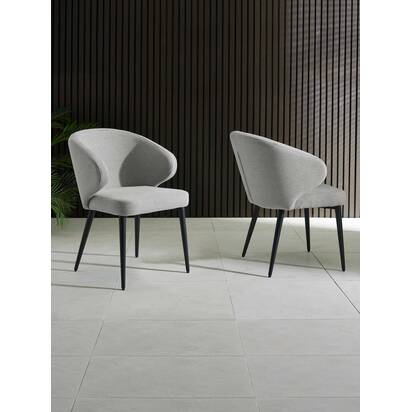 Set of 2 Marcus Light Grey Fabric Dining Chairs