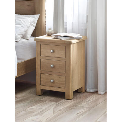 Memphis Limed Oak 3 Drawer Bedside