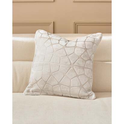 Cassidy Ivory Large Square Cushion | Abstract Pattern In Cut Velvet | 43x43cm | Plush Feather Filled Inner | Danetti