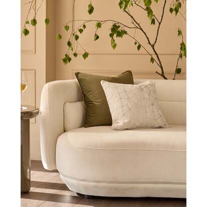 Cassidy Ivory Large Square Cushion | Abstract Pattern In Cut Velvet | 43x43cm | Plush Feather Filled Inner | Danetti