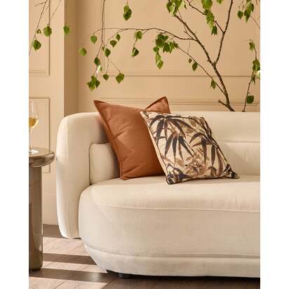 Delanie Rust Large Square Cushion | 50x50cm | Feather Filled Inner | Textured Fabric Cover | Danetti