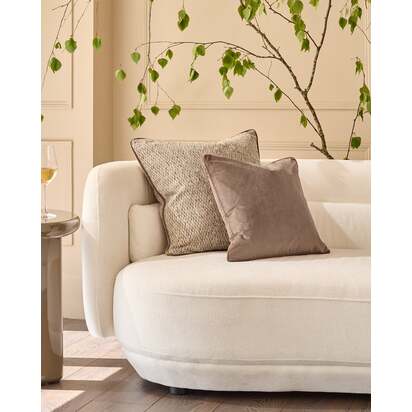 Fabian Natural Large Square Cushion | 56x56cm | Basket Weave Texture | Natural Feather Filler Inner | Danetti