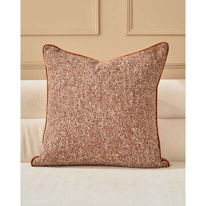 Fabian Rust Large Square Cushion | 56x56cm | Basket Weave Texture | Natural Feather Filler Inner | Danetti