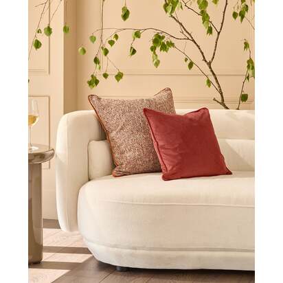 Fabian Rust Large Square Cushion | 56x56cm | Basket Weave Texture | Natural Feather Filler Inner | Danetti