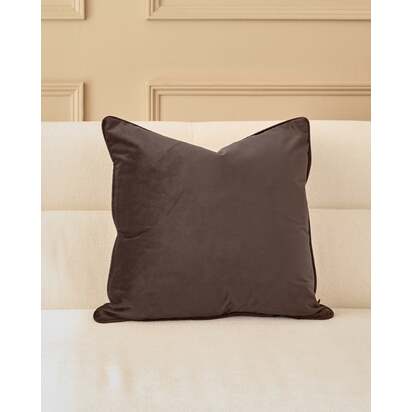 Luca Chocolate Medium Square Velvet Cushion | Feather Filled Inner | Piped edge | 43x43cm | Danetti