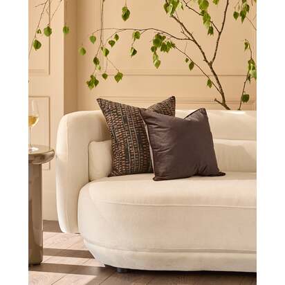 Luca Chocolate Medium Square Velvet Cushion | Feather Filled Inner | Piped edge | 43x43cm | Danetti