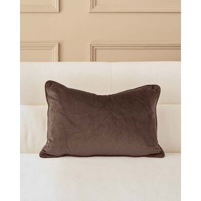 Luca Chocolate Rectangle Velvet Cushion | Feather Filled Inner | Piped edge | 30x45cm | Danetti