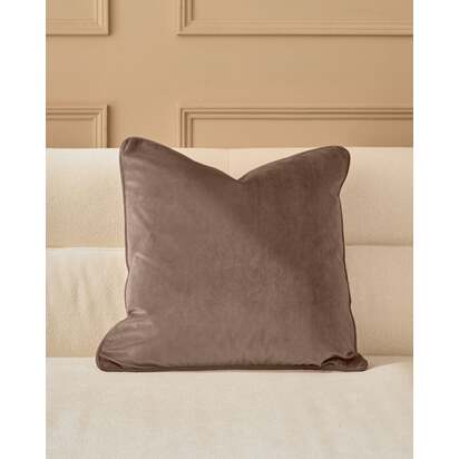 Luca Mink Medium Square Velvet Cushion | Feather Filled Inner | Piped edge | 43x43cm | Danetti