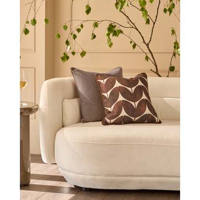 Luca Mink Medium Square Velvet Cushion | Feather Filled Inner | Piped edge | 43x43cm | Danetti