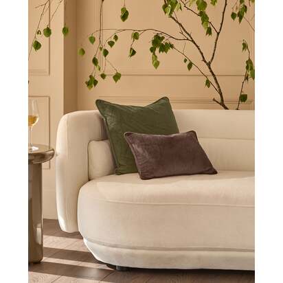 Luca Olive Green Medium Square Velvet Cushion | Feather Filled Inner | Piped edge | 43x43cm | Danetti