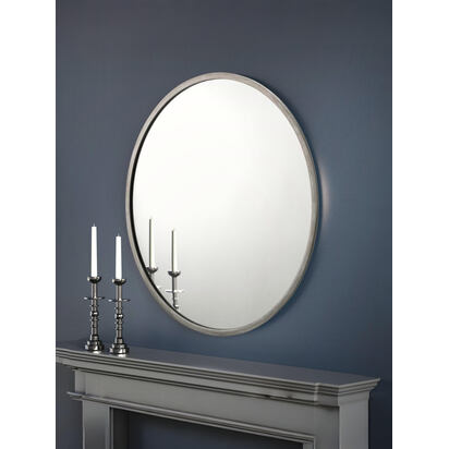 Octave Round Pewter Wall Mirror