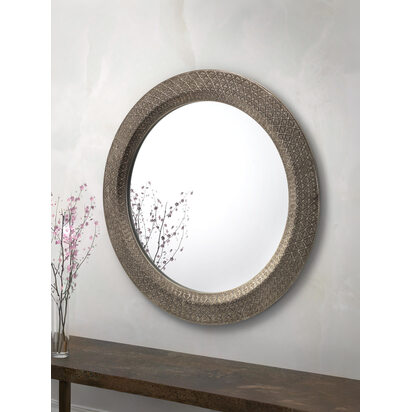 Cadence Large Round Pewter Wall Mirror