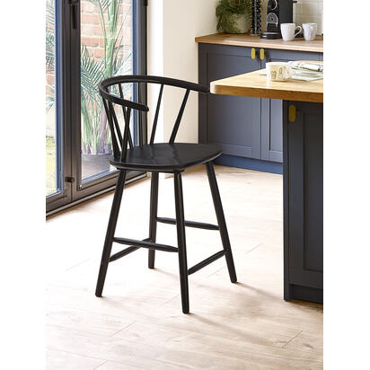Modena Black Ash 112cm Solid Wood Bar Stool