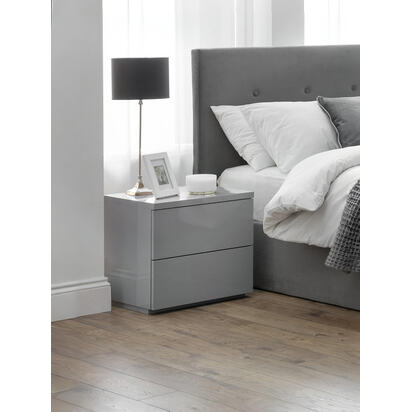 Monaco 2 Drw Bedside - Grey Gloss