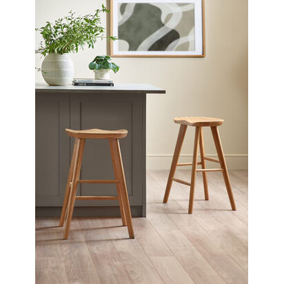 Mulu Natural Solid Oak Bar Stool