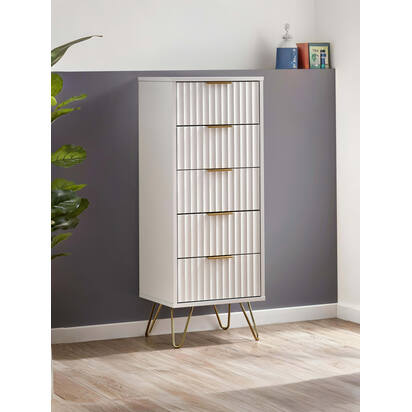 Murano 5 Drawer Tallboy - Matt White